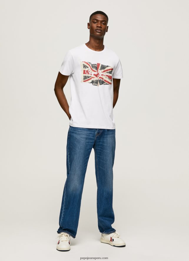 hombres camiseta con el logo de la bandera y la bandera ondeando Pepe Jeans 44JTZ1014 blanco - Imagen 2