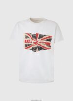 hombres camiseta con el logo de la bandera y la bandera ondeando Pepe Jeans 44JTZ1014 blanco - Imagen 5