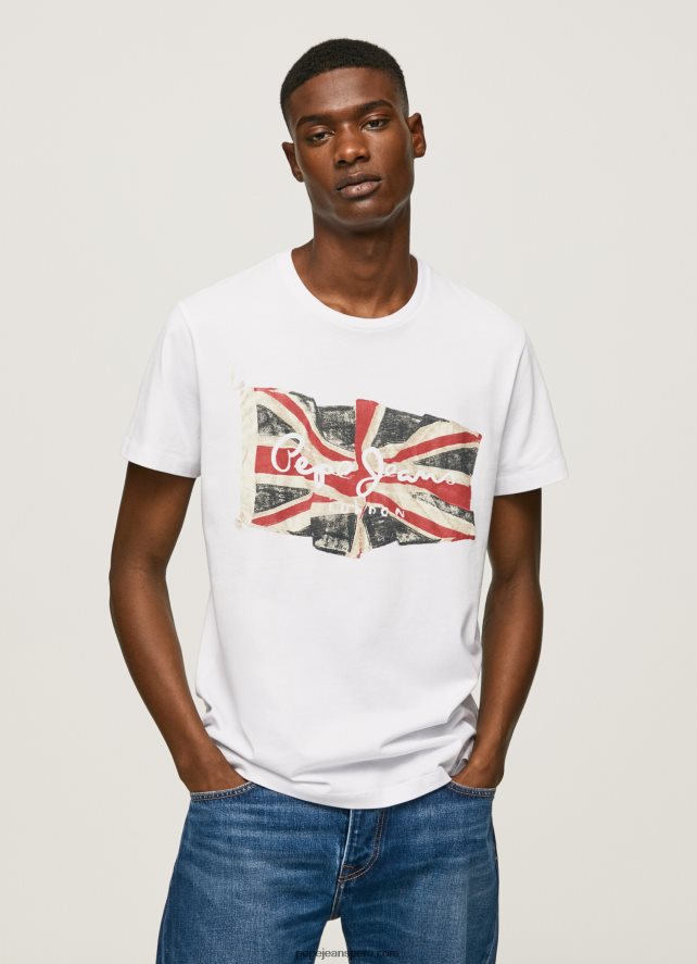 hombres_camiseta_con_el_logo_de_la_bandera_y_la_bandera_ondeando_pepe_jeans_44jtz1014_blanco.jpg hombres camiseta con el logo de la bandera y la bandera ondeando Pepe Jeans 44JTZ1014 blanco - Imagen 1