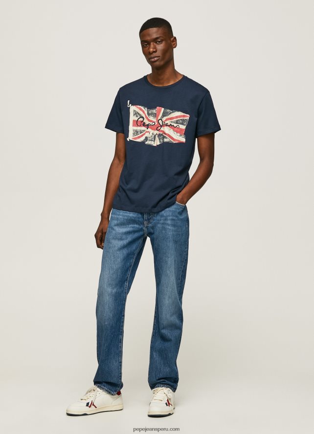 hombres camiseta con el logo de la bandera y la bandera ondeando Pepe Jeans 44JTZ935 dulwich - Imagen 2