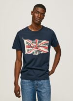 hombres camiseta con el logo de la bandera y la bandera ondeando Pepe Jeans 44JTZ935 dulwich - Imagen 3