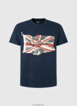 hombres camiseta con el logo de la bandera y la bandera ondeando Pepe Jeans 44JTZ935 dulwich - Imagen 5