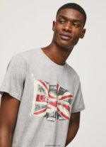 hombres camiseta con el logo de la bandera y la bandera ondeando Pepe Jeans 44JTZ936 gris marga - Imagen 3