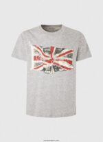 hombres camiseta con el logo de la bandera y la bandera ondeando Pepe Jeans 44JTZ936 gris marga - Imagen 5