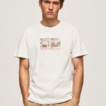 hombres camiseta con estampado de foto Pepe Jeans 44JTZ988 blanquecino