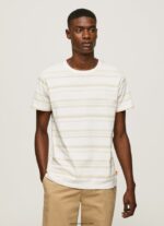 hombres camiseta con estampado de rayas Pepe Jeans 44JTZ994 blanquecino