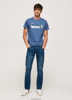hombres camiseta de algodón con logo de pinceles Pepe Jeans 44JTZ929 ozzy - Imagen 2