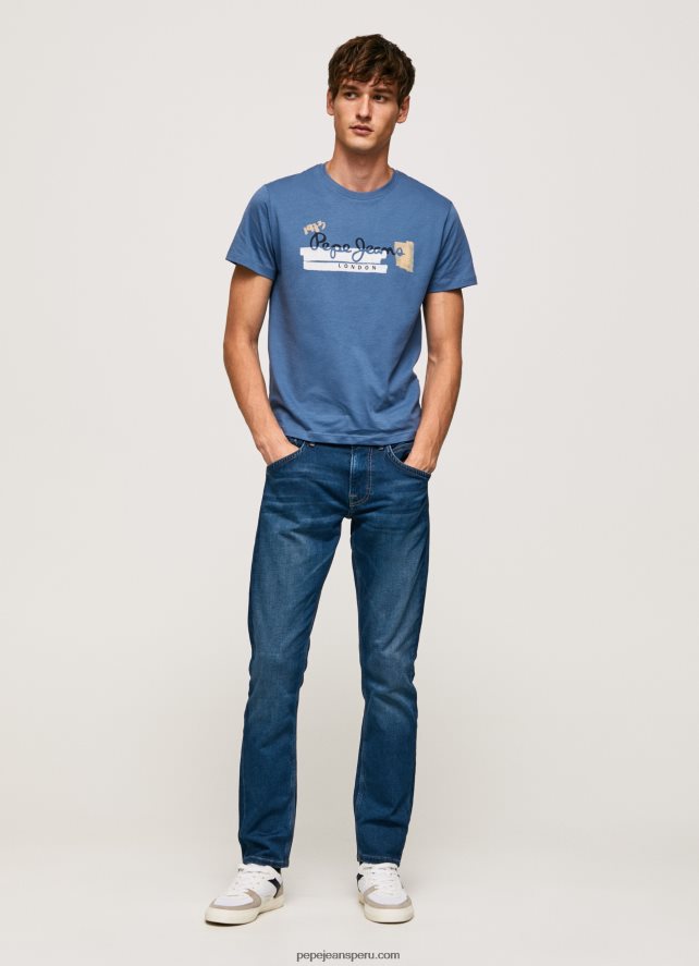 hombres camiseta de algodón con logo de pinceles Pepe Jeans 44JTZ929 ozzy - Imagen 2