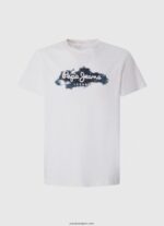 hombres camiseta de algodón con logo de pinceles Pepe Jeans 44JTZ952 blanco - Imagen 5