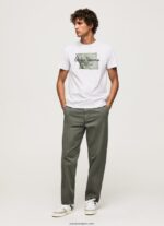 hombres camiseta de algodón con logo Pepe Jeans 44JTZ938 blanco - Imagen 2