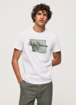 hombres camiseta de algodón con logo Pepe Jeans 44JTZ938 blanco