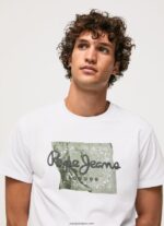 hombres camiseta de algodón con logo Pepe Jeans 44JTZ938 blanco - Imagen 3