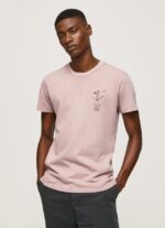 hombres camiseta de algodón lavado y teñido Pepe Jeans 44JTZ928 lejía rosa - Imagen 3