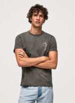 hombres camiseta de algodón lavado y teñido Pepe Jeans 44JTZ941 negro lavado - Imagen 4