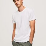 hombres camiseta de punto gofrado Pepe Jeans 44JTZ960 blanco