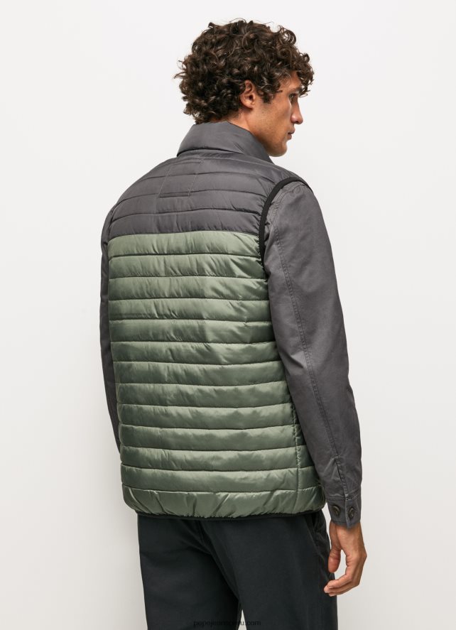 hombres chaleco capitonado con diseño colour block Pepe Jeans 44JTZ840 negro lavado - Imagen 4