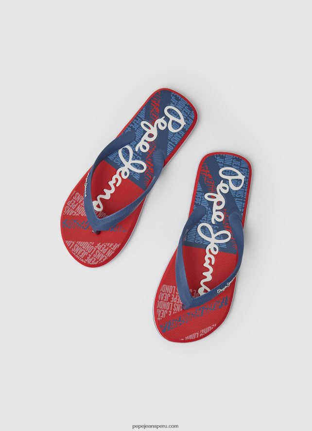 hombres chanclas de playa con bandera de ballena Pepe Jeans 44JTZ1256 Armada - Imagen 2