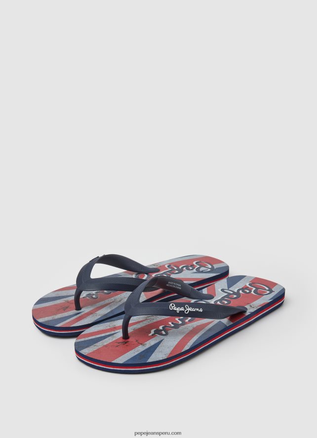 hombres chanclas de playa con bandera hawi Pepe Jeans 44JTZ1259 Denim oscuro - Imagen 3