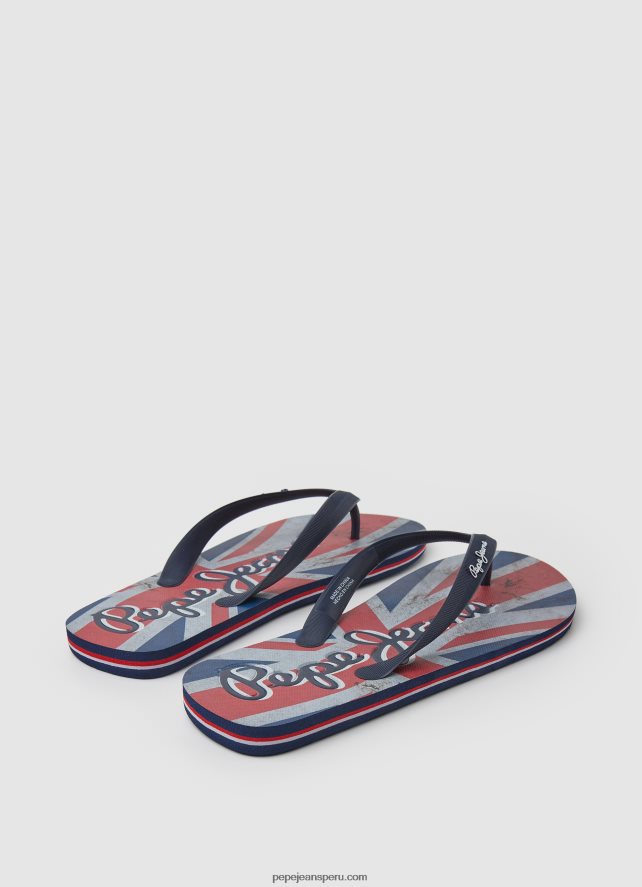 hombres chanclas de playa con bandera hawi Pepe Jeans 44JTZ1259 Denim oscuro - Imagen 4
