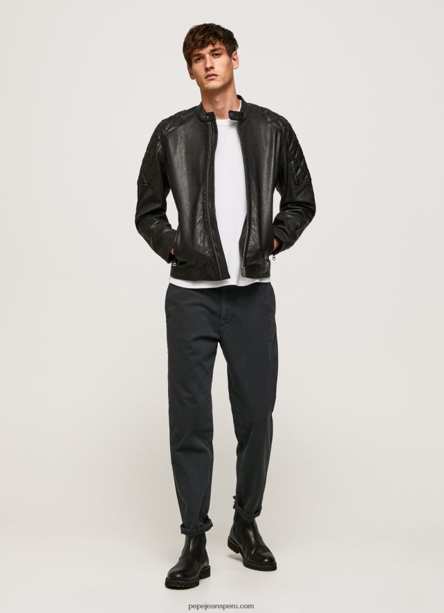 hombres chaqueta biker de piel de cordero Pepe Jeans 44JTZ835 negro - Imagen 2