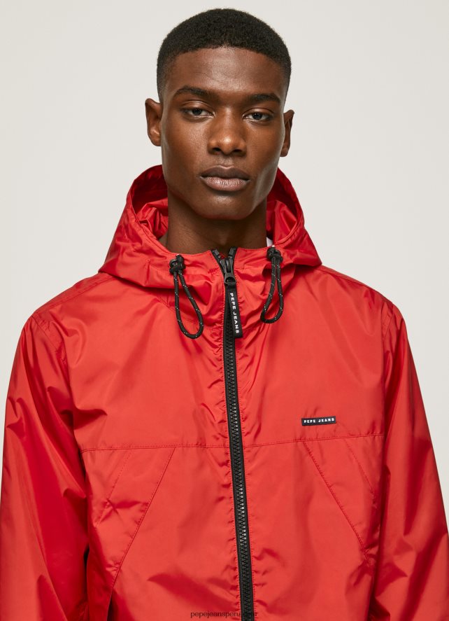 hombres chaqueta cortavientos con capucha Pepe Jeans 44JTZ824 estudio rojo - Imagen 3