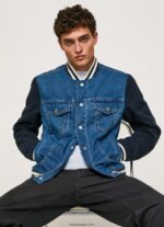 hombres chaqueta de tejido combinado Pepe Jeans 44JTZ846 mezclilla - Imagen 2