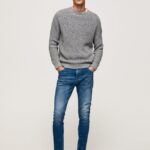 hombres jeans ajustados de tiro medio Mason Pepe Jeans 44JTZ791 mezclilla