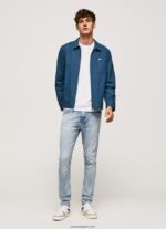 hombres jeans ajustados de tiro medio Mason Pepe Jeans 44JTZ792 mezclilla