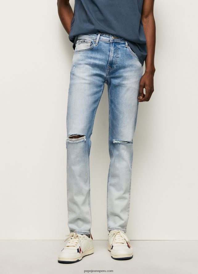 hombres jeans slim con tiro medio regular Pepe Jeans 44JTZ796 mezclilla - Imagen 2