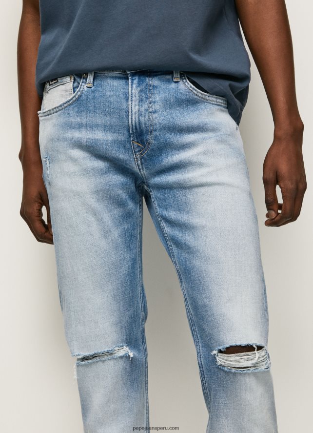 hombres jeans slim con tiro medio regular Pepe Jeans 44JTZ796 mezclilla - Imagen 3