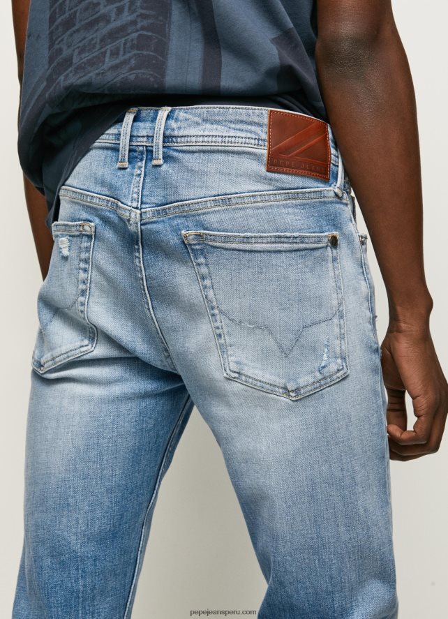 hombres jeans slim con tiro medio regular Pepe Jeans 44JTZ796 mezclilla - Imagen 4