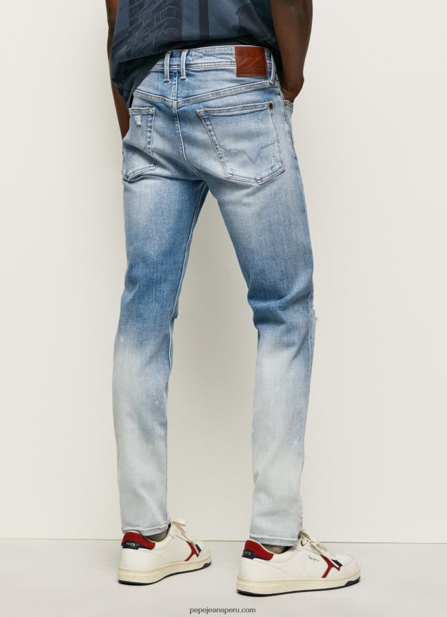 hombres jeans slim con tiro medio regular Pepe Jeans 44JTZ796 mezclilla - Imagen 5