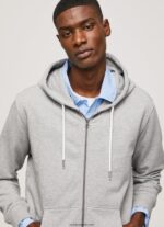 hombres jersey con cremallera y logo estampado Pepe Jeans 44JTZ883 gris marga