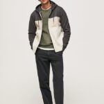 hombres jersey de algodón con cremallera Pepe Jeans 44JTZ892 negro lavado