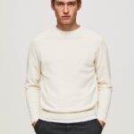hombres jersey de algodón con cuello redondo Pepe Jeans 44JTZ865 Marfil