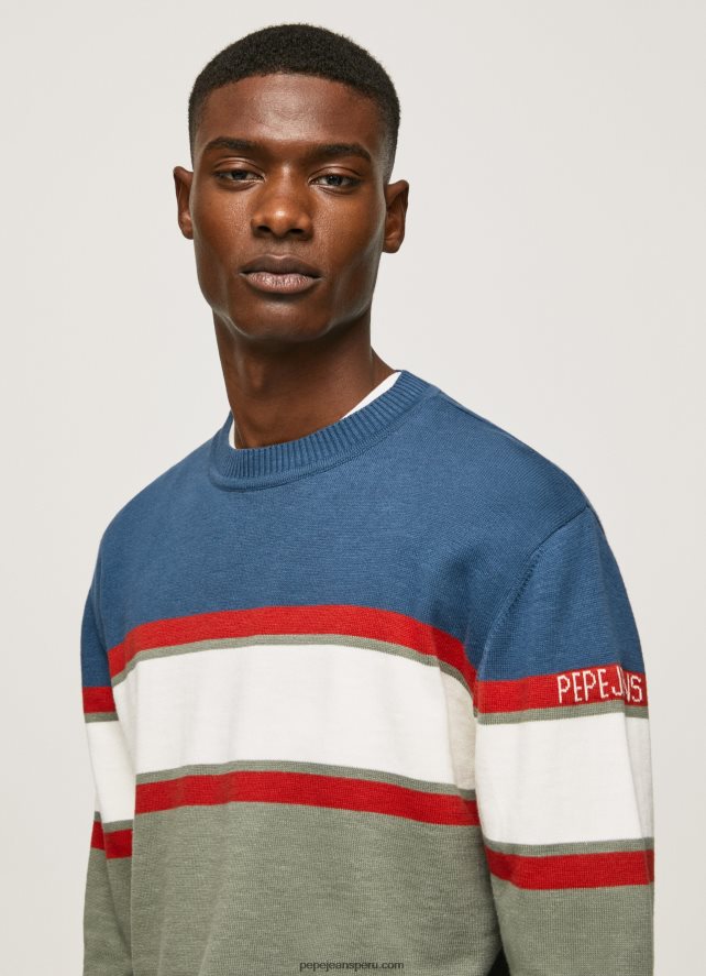 hombres jersey de algodón con estampado de rayas Pepe Jeans 44JTZ849 fundición - Imagen 3