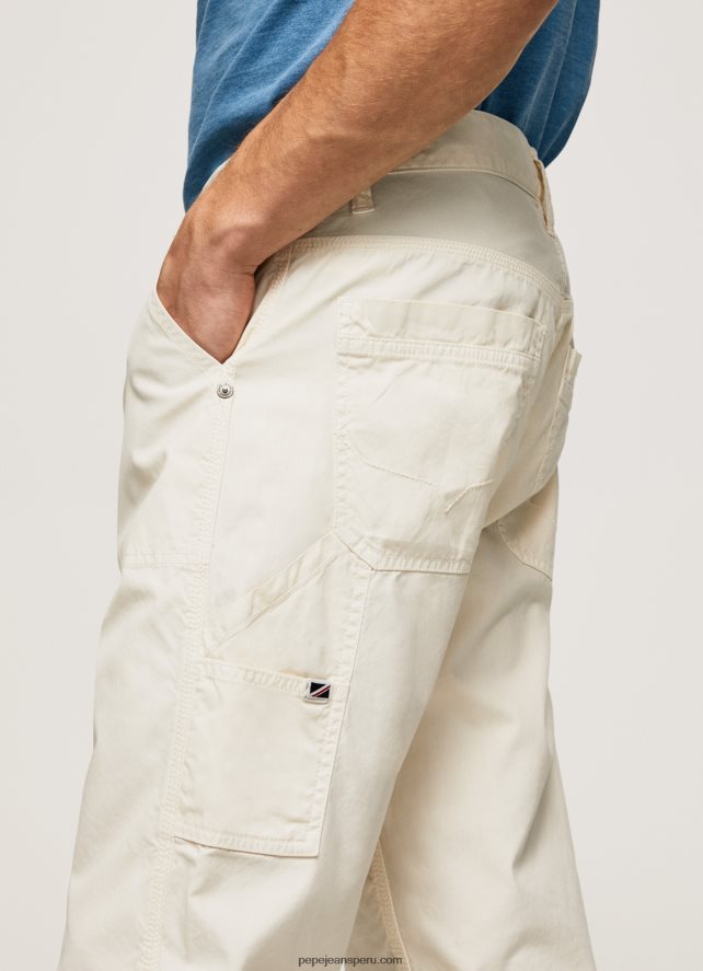 hombres pantalones cargo de trabajador de newton Pepe Jeans 44JTZ1123 Marfil - Imagen 3