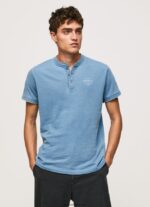 hombres playera con cuello panadero Pepe Jeans 44JTZ965 azul claro