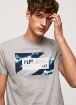 hombres playera con estampado de bandera Pepe Jeans 44JTZ957 gris marga - Imagen 3