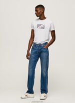 hombres playera con estampado jaspeado del logo Pepe Jeans 44JTZ987 blanco - Imagen 2