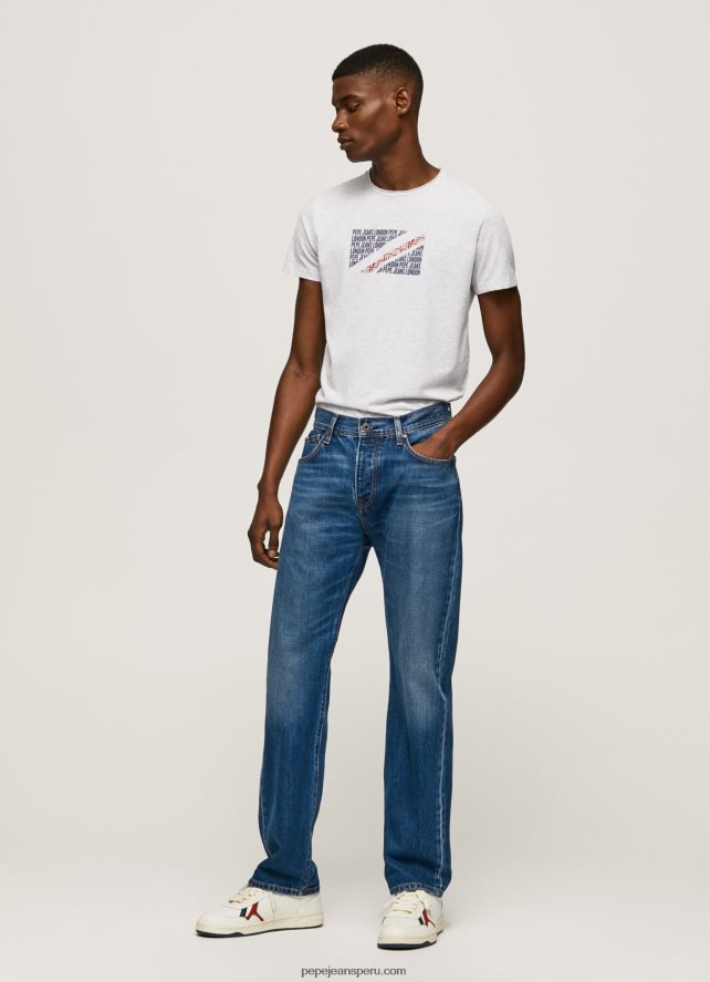 hombres playera con estampado jaspeado del logo Pepe Jeans 44JTZ987 blanco - Imagen 2