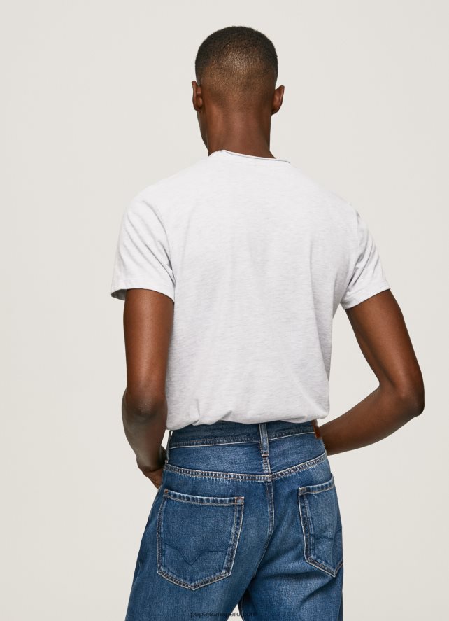 hombres playera con estampado jaspeado del logo Pepe Jeans 44JTZ987 blanco - Imagen 4