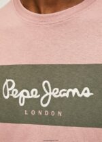 hombres playera con logo bordado Pepe Jeans 44JTZ926 lejía rosa - Imagen 4