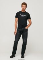 hombres playera con logo estampado Pepe Jeans 44JTZ1000 negro - Imagen 2