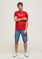 hombres playera con logo estampado Pepe Jeans 44JTZ1016 estudio rojo - Imagen 2