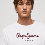 hombres playera con logo estampado Pepe Jeans 44JTZ1018 blanco