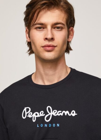 hombres playera con logo estampado Pepe Jeans 44JTZ1019 negro
