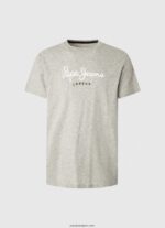 hombres playera con logo estampado Pepe Jeans 44JTZ918 marga gris claro - Imagen 5