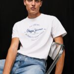 hombres playera con logo estampado Pepe Jeans 44JTZ921 blanco