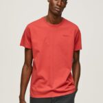 hombres playera con logo estampado Pepe Jeans 44JTZ946 estudio rojo